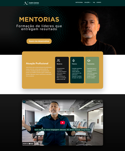 Print da página inicial do site André Clarizia